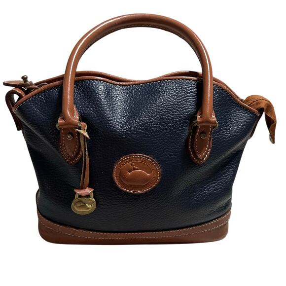 Dooney & Bourke Vintage Pebbled Leather Purse Satchel Navy Blue All Weather - Picture 1 of 12